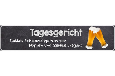 Schild Tagesgericht Bier Alkohol Menü Suppe Hopfen Gerste 46 x 10 Blech od. Holz