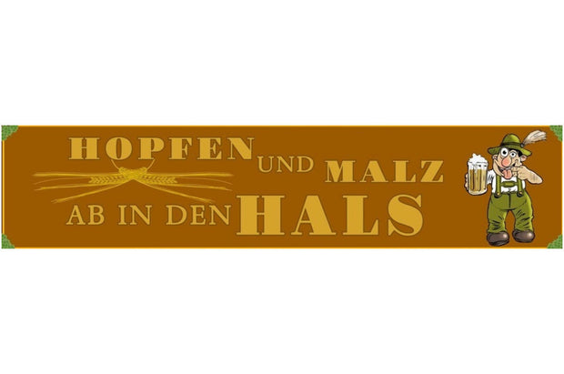 Schild Hopfen Malz Hals Bier Alkohol Glas Bar Lokal Wirt 46 x 10 Blech od. Holz