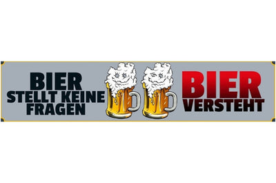 Schild Bier Keine Fragen Alkohol Glas Bar Lokal Wirt 46 x 10 Blech od. Holz