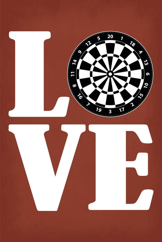 Nostalgie Schild Darts Love Scheibe Liebe 12x18 / 20x30 / 30x40 Blech od. Holz