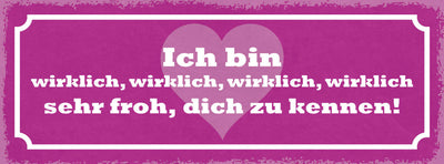 Schild Ich Bin Wirklich 4x Sehr Froh Dich Zu Kennen Liebe 27x10 Blech od.Holz