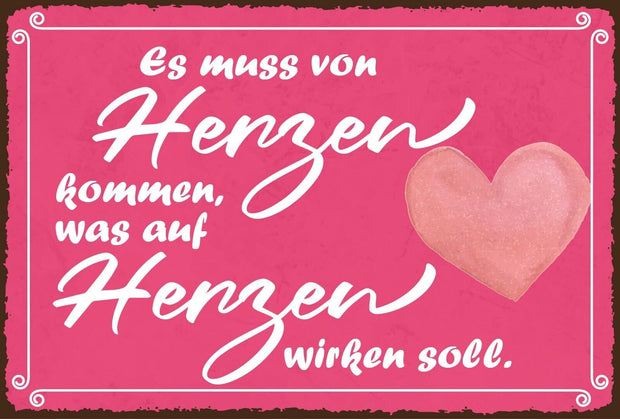 Nostalgie Schild Von Herzen Liebe Freunde 12x18 / 20x30 / 30x40 Blech od. Holz